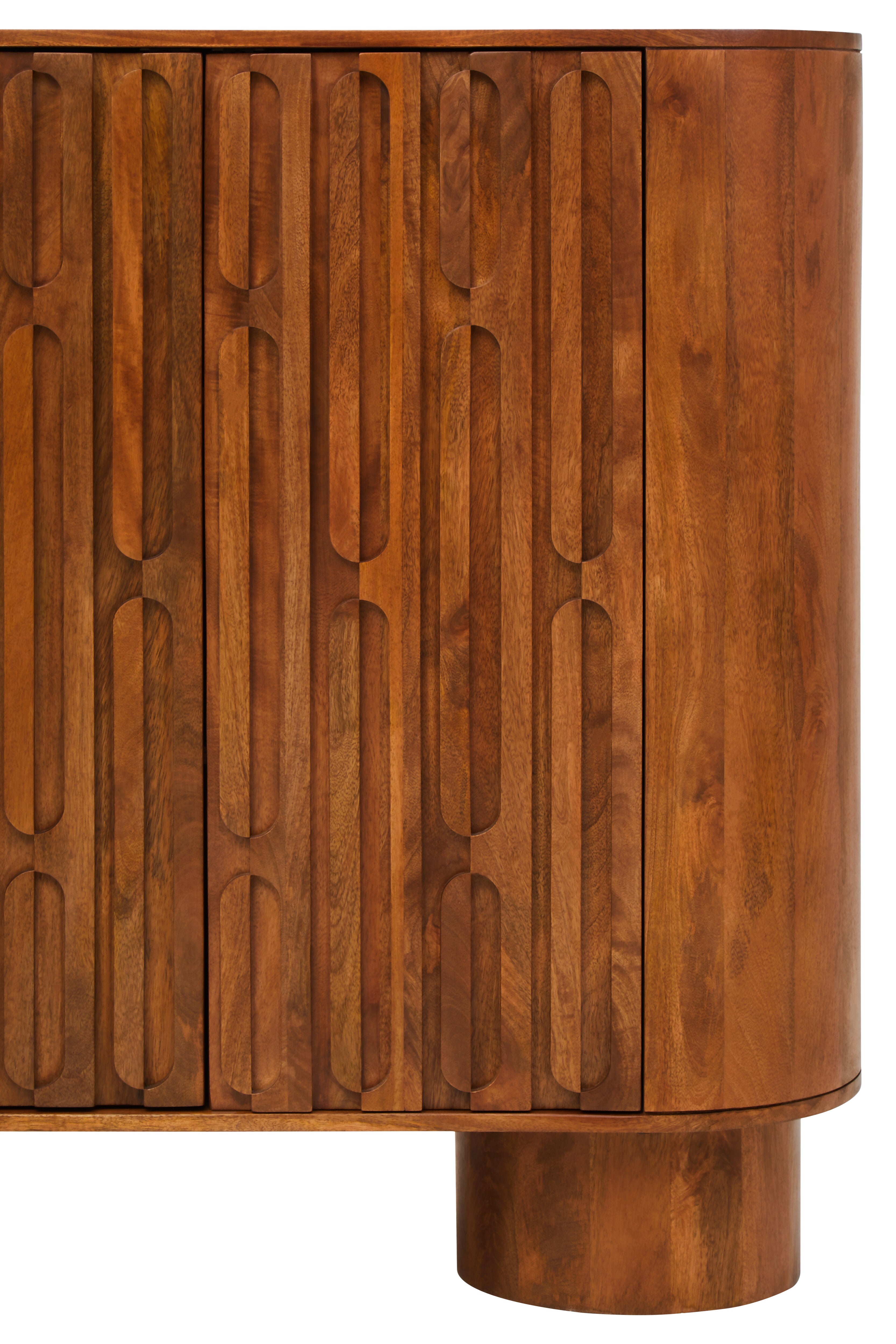 Chiara Carved Brown Mango Wood Cabinet